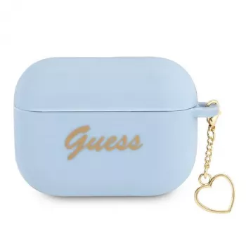 Guess GUAPLSCHSB AirPods Pro dėklas mėlynas, silikoninis, Charm Heart kolekcija