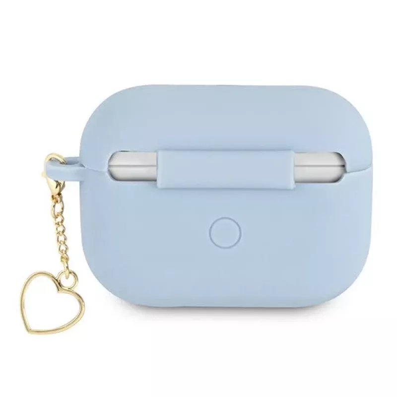 Guess GUAPLSCHSB AirPods Pro dėklas mėlynas, silikoninis, Charm Heart kolekcija