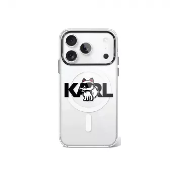 Karl Lagerfeld IML Choupette Sketch Logo MagSafe dėklas, skirtas iPhone 17 Pro - permatomas