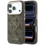 GUESS 4G ir didelis dervos logotipas dėklas, skirtas iPhone 17 Pro / 18 Pro - ruda