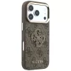 GUESS 4G ir didelis dervos logotipas dėklas, skirtas iPhone 17 Pro / 18 Pro - ruda