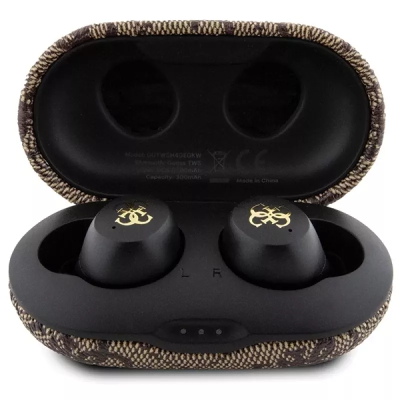 Guess GUTWSP4EGW belaidės ausinės su įkrovimo dėklu, Bluetooth 5.3, ENC, rudos 4G Metal