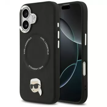 Karl Lagerfeld Karl Pin MagSafe dėklas, skirtas iPhone 17 - juodas