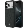 Mercedes-Benz Leather Crossed Lines MagSafe dėklas, skirtas iPhone 18 Pro / 17 Pro – juodas