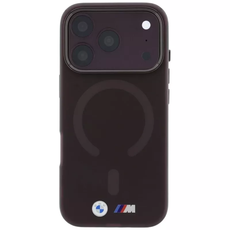 BMW M IML matinio metalo logotipo ir apdailų MagSafe dėklas, skirtas iPhone 18 Pro Max / 17 Pro Max - bordo spalvos