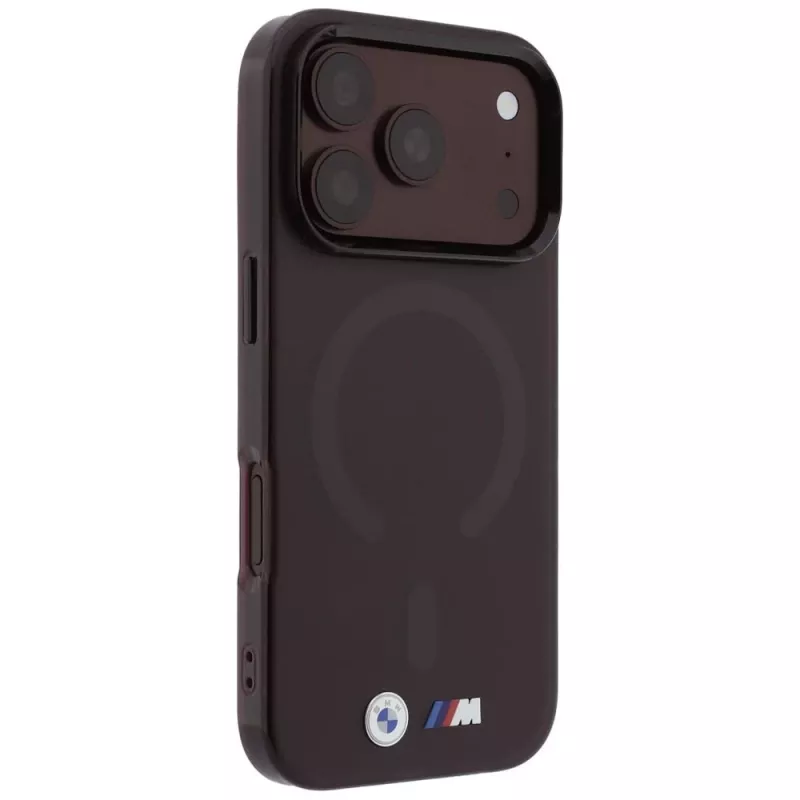 BMW M IML matinio metalo logotipo ir apdailų MagSafe dėklas, skirtas iPhone 18 Pro Max / 17 Pro Max - bordo spalvos