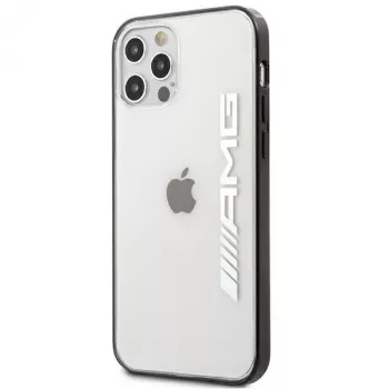 AMG AMHCP12LAESLBK iPhone 12 Pro Max permatomas kietas dėklas su metaliniu juodu rėmeliu