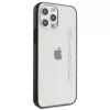 AMG AMHCP12LAESLBK iPhone 12 Pro Max permatomas kietas dėklas su metaliniu juodu rėmeliu