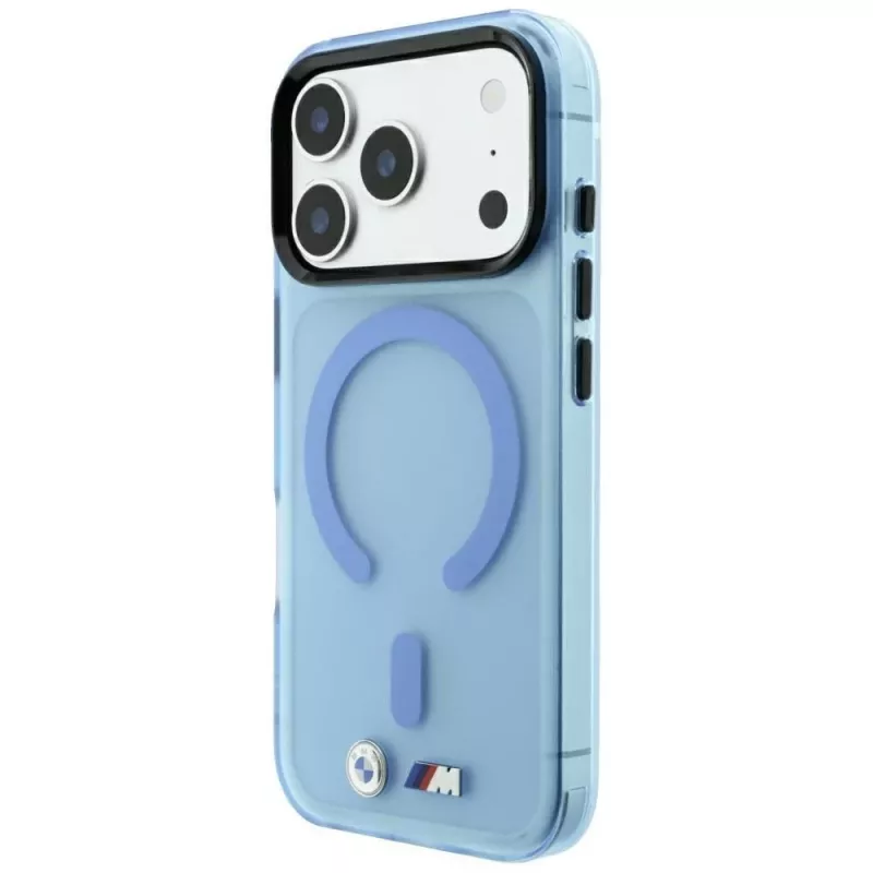 BMW M IML Matinis dėklas su metaliniu logotipu ir MagSafe, skirtas iPhone 18 Pro Max / 17 Pro Max - mėlynas