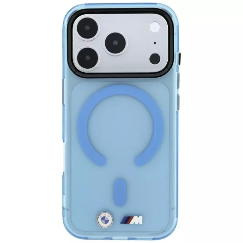 BMW M IML Matinis dėklas su metaliniu logotipu ir MagSafe, skirtas iPhone 18 Pro Max / 17 Pro Max - mėlynas