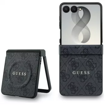 GUESS 4G Classic MagSafe dėklas, skirtas Samsung Galaxy Z Flip8 - juodos spalvos