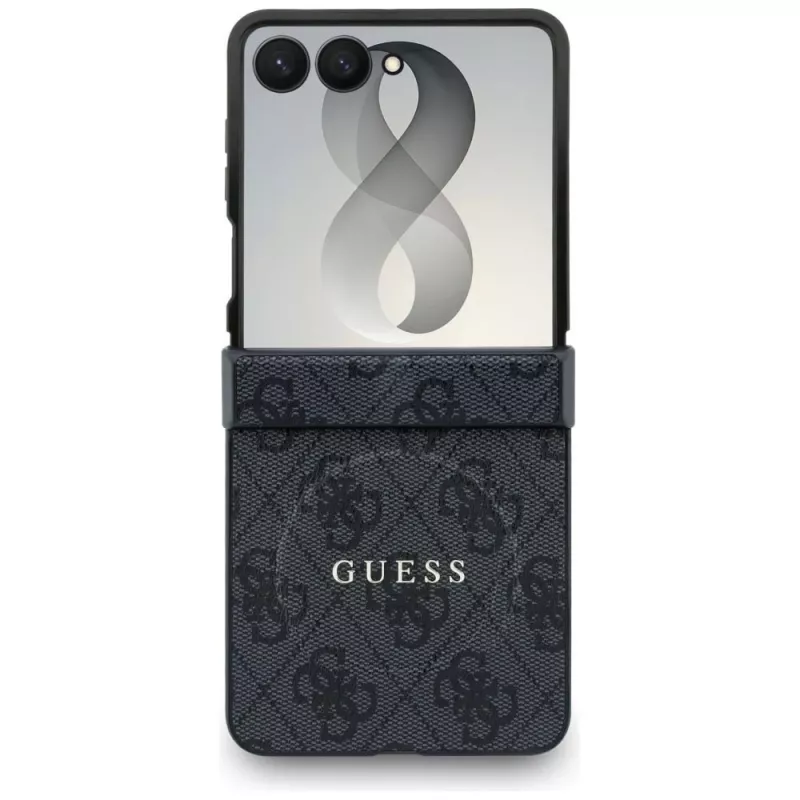 GUESS 4G Classic MagSafe dėklas, skirtas Samsung Galaxy Z Flip8 - juodos spalvos