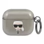 Karl Lagerfeld KLA3UKHGK AirPods 3 dėklas juodas su blizgučiais Karl's Head