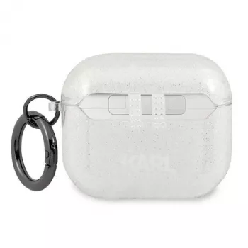 Karl Lagerfeld KLA3UKHGS AirPods 3 dėklas sidabrinis su blizgučiais, Karl's Head