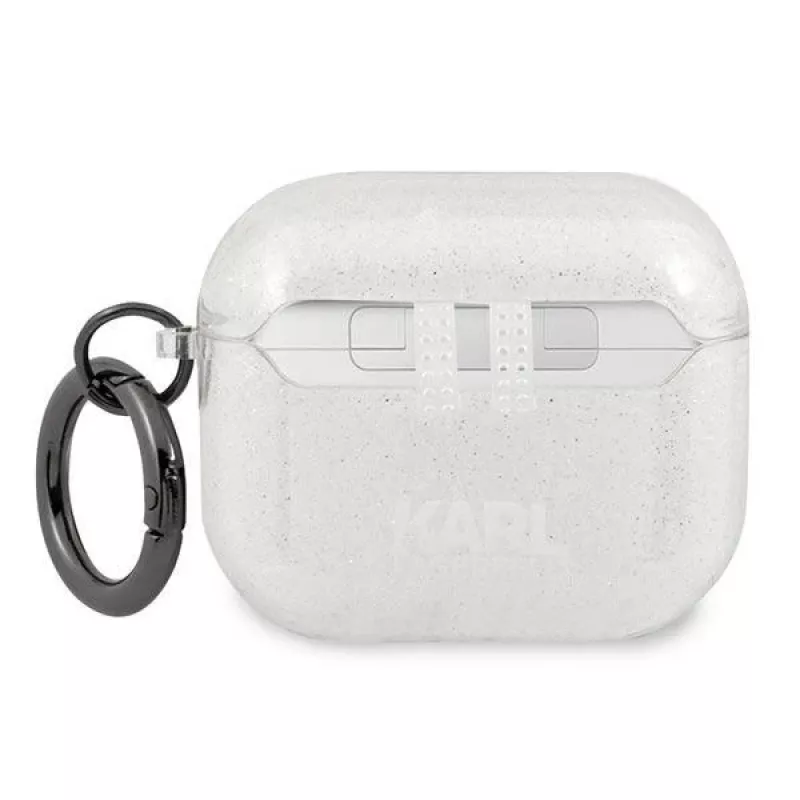 Karl Lagerfeld KLA3UKHGS AirPods 3 dėklas sidabrinis su blizgučiais, Karl's Head