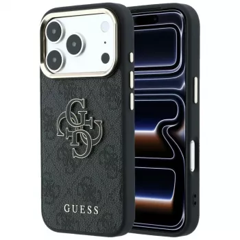 GUESS 4G & Big Resin Logo dėklas, skirtas iPhone 17 Pro Max / 18 Pro Max - juodas
