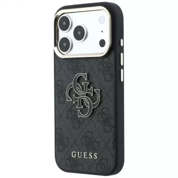 GUESS 4G & Big Resin Logo dėklas, skirtas iPhone 17 Pro Max / 18 Pro Max - juodas