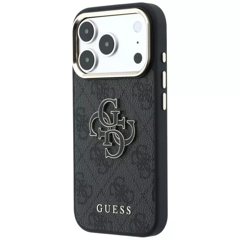 GUESS 4G & Big Resin Logo dėklas, skirtas iPhone 17 Pro Max / 18 Pro Max - juodas
