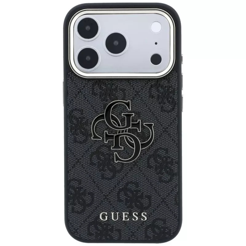 GUESS 4G & Big Resin Logo dėklas, skirtas iPhone 17 Pro Max / 18 Pro Max - juodas