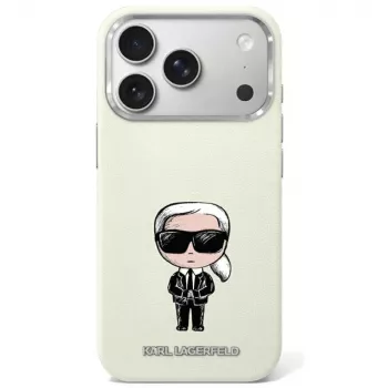 Karl Lagerfeld Smooth Ikonik Sketch MagSafe dėklas, skirtas iPhone 18 Pro / 17 Pro, smėlio spalvos