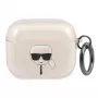 Karl Lagerfeld KLA3UKHGD AirPods 3 dėklas su blizgučiais, auksinis, Karl's Head