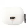 Karl Lagerfeld KLAPRUNIKH AirPods Pro dėklas baltas silikoninis Karl Head 3D
