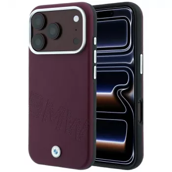 BMW Sign Inclined Deboss Letters MagSafe dėklas, skirtas iPhone 18 Pro Max / 17 Pro Max - bordo spalvos