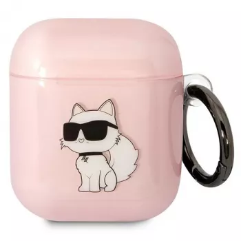 Karl Lagerfeld Ikonik Choupette AirPods 1/2 dangtelis rožinis