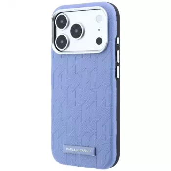 Karl Lagerfeld Grained Mono Resin Logo MagSafe dėklas, skirtas iPhone 18 Pro Max / 17 Pro Max – šviesiai mėlynas