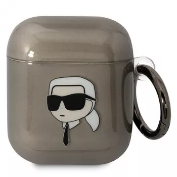 Karl Lagerfeld KLA2HNIKTCK AirPods 1/2 dėklas juodas su Karlo galvos raštu