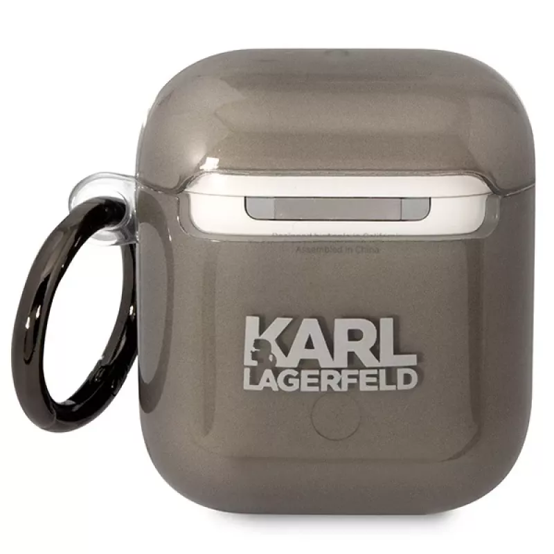 Karl Lagerfeld KLA2HNIKTCK AirPods 1/2 dėklas juodas su Karlo galvos raštu