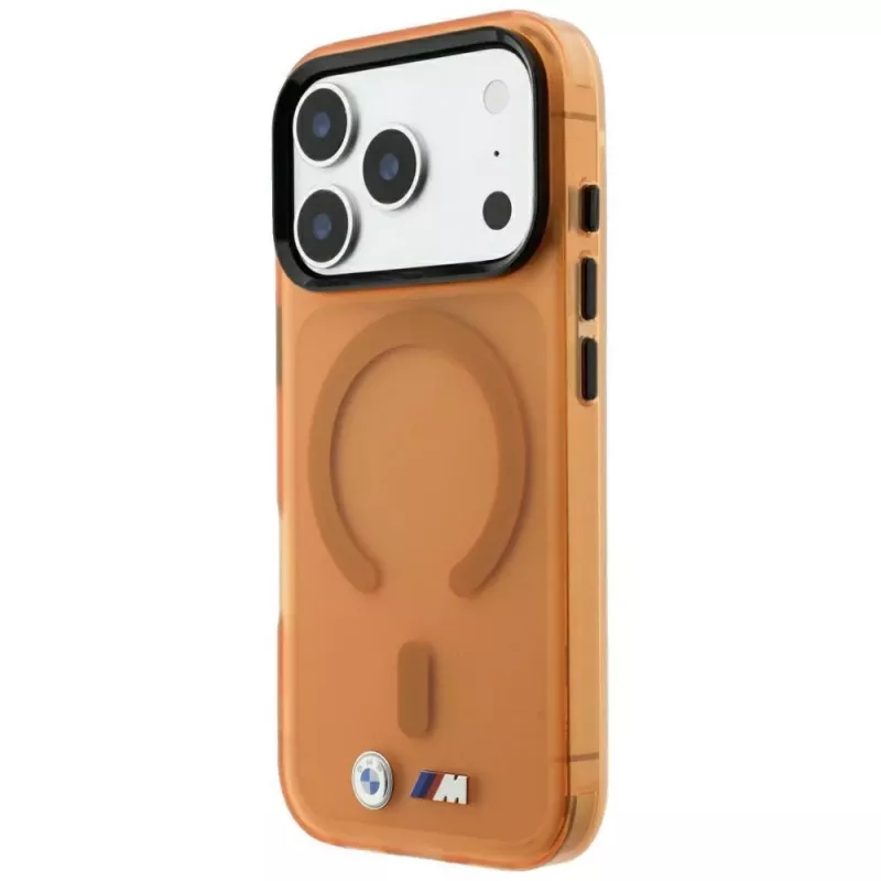 BMW M IML Frosted Metal Logo & Trims MagSafe dėklas, skirtas iPhone 18 Pro / 17 Pro - oranžinis