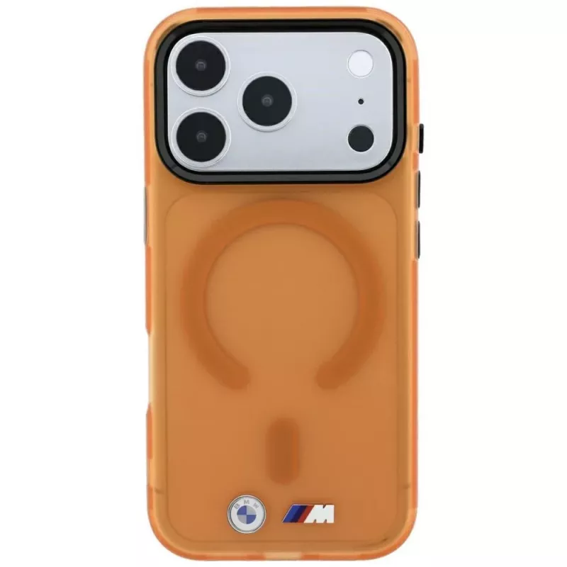 BMW M IML Frosted Metal Logo & Trims MagSafe dėklas, skirtas iPhone 18 Pro / 17 Pro - oranžinis