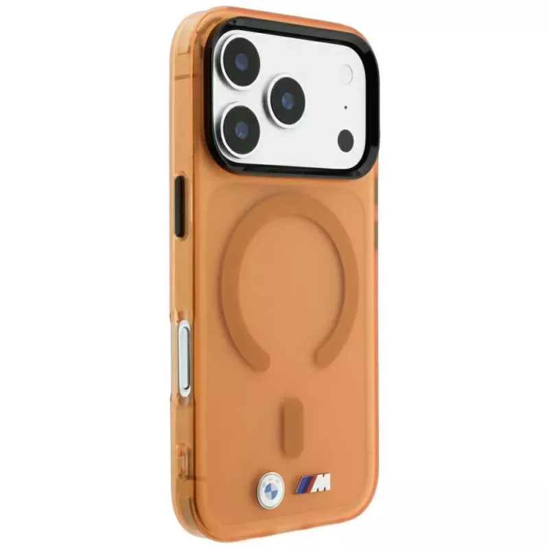 BMW M IML Frosted Metal Logo & Trims MagSafe dėklas, skirtas iPhone 18 Pro / 17 Pro - oranžinis