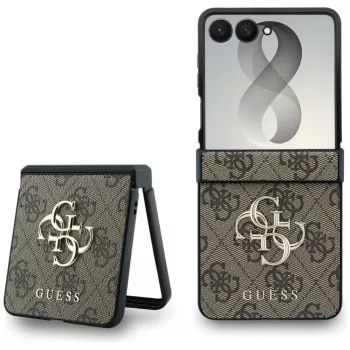 GUESS Big 4G Logo kietas dėklas, skirtas Samsung Galaxy Z Flip4 - rudas