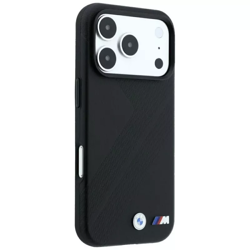 BMW M Tire Track Metal Logo MagSafe dėklas, skirtas iPhone 18 Pro / 17 Pro - juodas