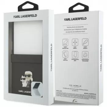 Karl Lagerfeld Karl & Choupette Saffiano Pins dėklas, skirtas Samsung Galaxy Z Flip8 - juodas