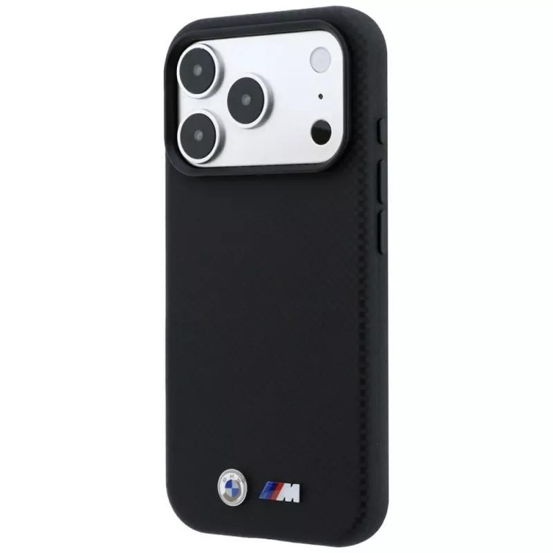 BMW M Quadrille Kevlar Metal Logo MagSafe dėklas, skirtas iPhone 18 Pro / 17 Pro – juodas
