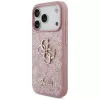GUESS Fixed Glitter Big 4G dėklas, skirtas iPhone 18 Pro / 17 Pro – rožinis