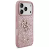 GUESS Fixed Glitter Big 4G dėklas, skirtas iPhone 18 Pro / 17 Pro – rožinis