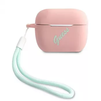 GUESS GUACAPLSVSPG AirPods Pro dėklas silikoninis Vintage Pink Green