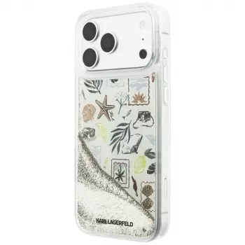 Karl Lagerfeld Liquid Glitter Beach & Sand dėklas, skirtas iPhone 18 Pro Max / 17 Pro Max – smėlio spalvos