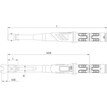 Gedore DMSE 300 Dinamometrinis raktas su įstatomuoju kvadratu 14x18 mm, 60-300 Nm, kalibruotas