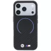 BMW M anglies pluošto rašto žiedinis MagSafe dėklas, skirtas iPhone 18 Pro Max / 17 Pro Max - juodas
