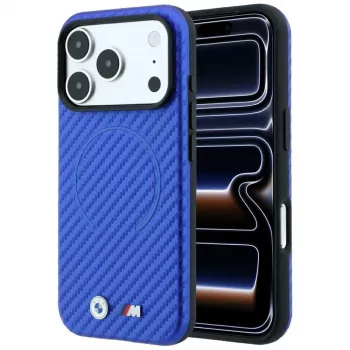 BMW M Carbon Printed Ring MagSafe dėklas, skirtas iPhone 18 Pro / 17 Pro – mėlynas