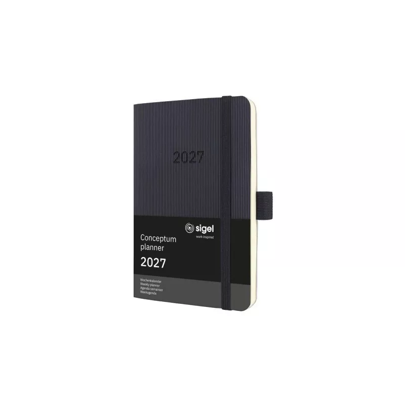 Sigel Conceptum C2723 savaitinis kalendorius 2027, apie A6, minkštu viršeliu, juodas