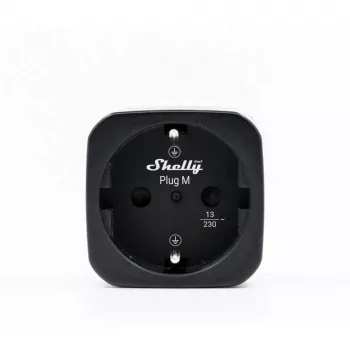 Shelly Plug M Gen3 Black 2-Pack išmanusis kištukas su energijos matavimu, Wi-Fi ir Bluetooth, 13A, energijos stebėjimas, Schuko