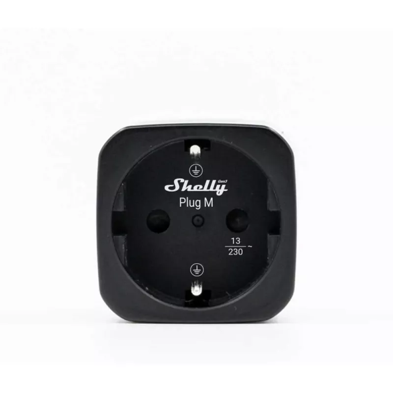 Shelly Plug M Gen3 Black 2-Pack išmanusis kištukas su energijos matavimu, Wi-Fi ir Bluetooth, 13A, energijos stebėjimas, Schuko