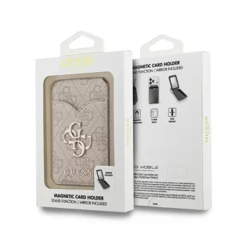 GUESS 4G Stand & Mirror MagSafe piniginės dėklas su stovu ir veidrodėliu, skirtas iPhone - rožinis