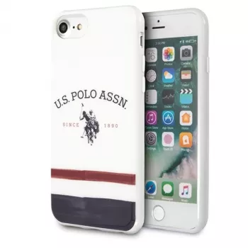 U.S. POLO ASSN. USHCI8PCSTRB iPhone 7/8/SE 2020/SE 2022 dėklas Baltas trijų spalvų raštas
